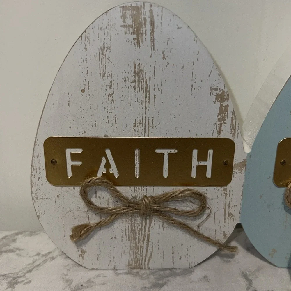 Faith Hope & Love Pastel Colored Freestanding Decor